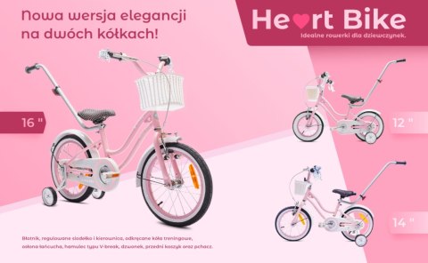 Rowerek dla dziewczynki 16 cali Heart bike - różowy