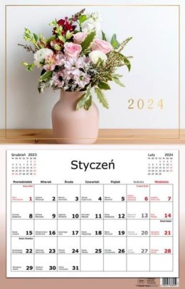 Kalendarz 2024 jednodzielny 32x50cm Kwiaty