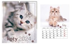 Kalendarz 2024 ścienny planszowy 33,5x40cm Koty