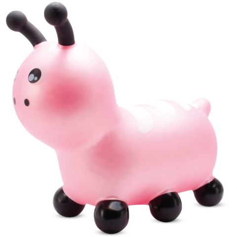 Skoczek gumowy dla dzieci GĄSIENICZKA 55 cm różowy do skakania z pompką