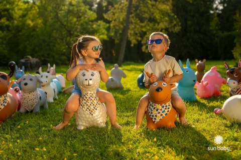 Skoczek gumowy dla dzieci ALPAKA 55 cm brązowa z muszką do skakania z pompką