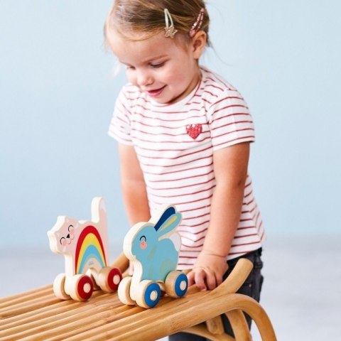 Petit Monkey - Niebieski Króliczek na kółkach