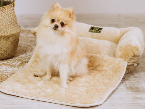 Petlove Legowisko dla psa z możliwością rozłożenia 60x40x14 cm (90 cm) - beżowe