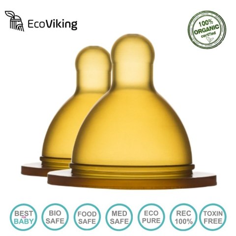 Eco Viking Antykolkowy Smoczek Hevea Stage 3 Wide dla Niemowląt 2 PACK