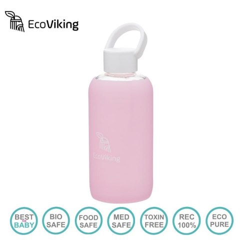 Eco Viking szklana butelka HYDRO dla Mam o pojemności 470 ml Pure Water Lavender