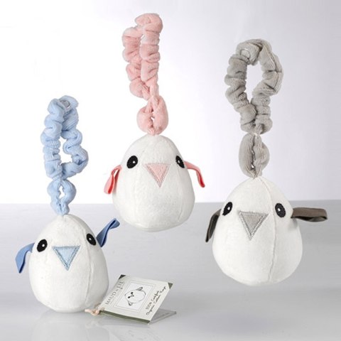 Maud N Lil Zawieszka ćwierkająca do wózka z BIO organicznej bawełny GOTS Tweet The Bird Pink