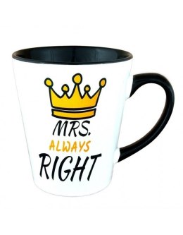 Kubek latte z czarnym uszkiem - MRS Always RIGHT - Korona