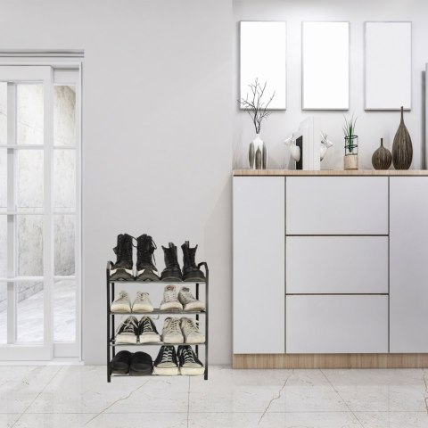 Szafka półka na buty stojak regał 4 poziomy 12 par czarny