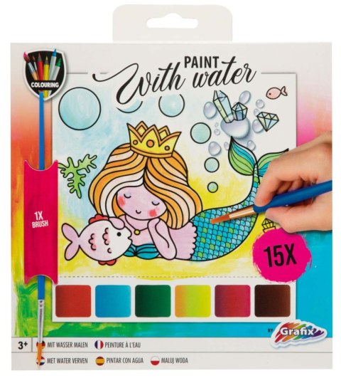 Maluj blokiem wodnym 20 x 20 cm, 15 arkuszy z pędzlem