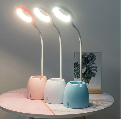 LAMPKA BIURKOWA NIEBIESKA Z POJEMNIKIEM