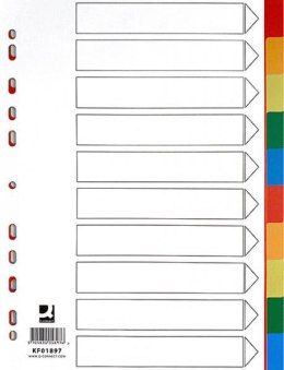 Przekładki Q-CONNECT, PP, A4, 225x297mm, 10+1 kart, mix kolorów