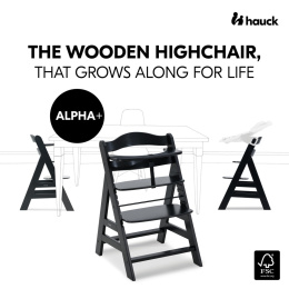 ALPHA+ Hauck krzesełko do karmienia drewniane - Black