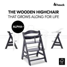 ALPHA+ Hauck krzesełko do karmienia drewniane - dark grey