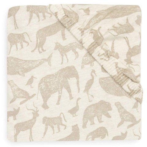 Jollein prześcieradło do łóżeczka 120x60 cm ANIMALS Nougat