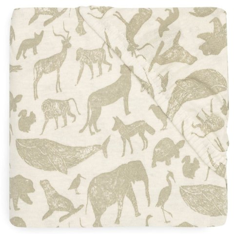Jollein prześcieradło do kosza/kołyski/gondoli/łóżeczka 90x50 cm ANIMALS Olive Green