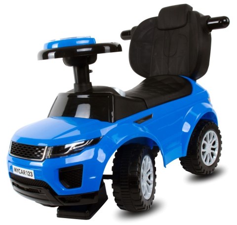 Jeździk pchacz chodzik dla dziecka z rączką i obejmą Sport car niebieski