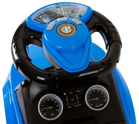 Jeździk pchacz chodzik dla dziecka z rączką i obejmą Sport car niebieski