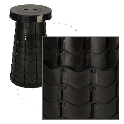 Krzesło składane taboret teleskopowy turystyczny przenośny czarny 200kg