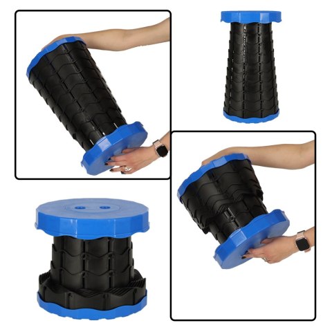 Krzesło składane taboret teleskopowy turystyczny przenośny niebieski 200kg