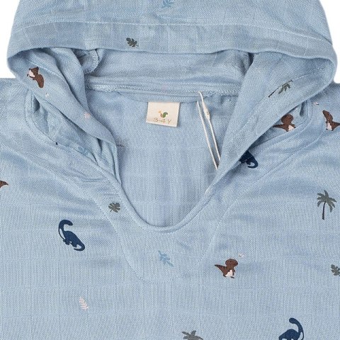 Petú Petú - ponczo z kapturem z miękkiej bawełny muslin DINO 3-4 lata