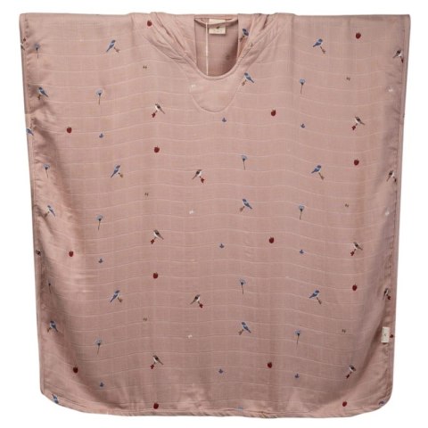 Petú Petú - ponczo z kapturem z miękkiej bawełny muslin Flower Bird 3-4 lata