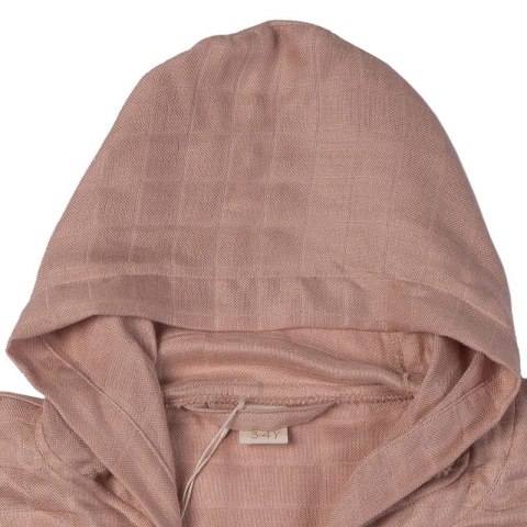 Petú Petú - ponczo z kapturem z miękkiej bawełny muslin Rose 3-4 lata