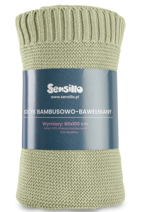 Kocyk Sensillo bambusowo-bawełniany 100 x 80 - OLIWKA
