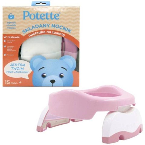 POTETTE PLUS 2730B-PINK 2w1 Nocnik dla dziecka i nakładka na toaletę różowy turystyczny