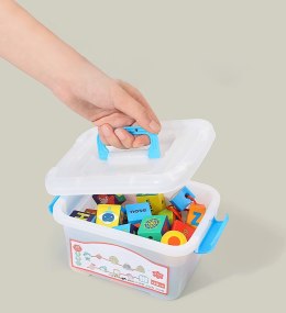 KORALIKI KLOCKI DREWNIANE DO NAWLEKANIA MONTESSORI 42 EL. ALFABET ZWIERZĘTA OWOCE