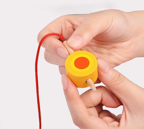 KORALIKI KLOCKI DREWNIANE DO NAWLEKANIA MONTESSORI 42 EL. ALFABET ZWIERZĘTA OWOCE