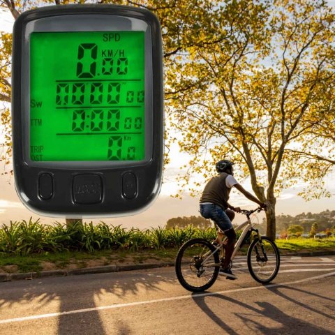 Licznik rowerowy RALLEX wodoodporny przewodowy prędkościomierz podświetlany 25w1 LCD