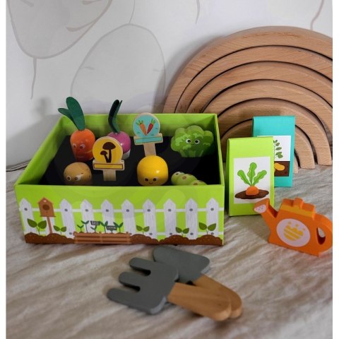 TOOKY TOY Drewniany Ogródek Warzywny Montessori Grządka Zestaw Ogrodnik