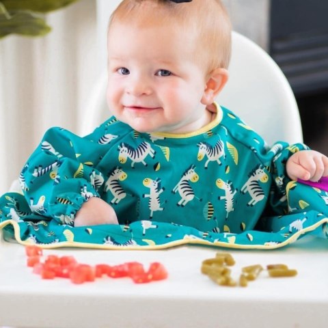 Tidy Tot - śliniak fartuszkowy z przyssawkami BLW Cover & Catch Bib Dancing Zebras