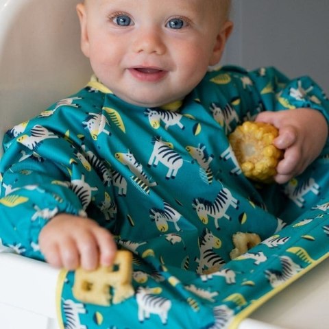 Tidy Tot - śliniak fartuszkowy z przyssawkami BLW Cover & Catch Bib Dancing Zebras