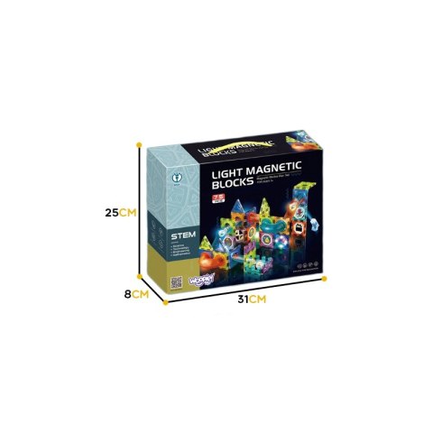 WOOPIE Klocki Magnetyczne Tor Kulkowy Świetlny Kulodrom 75 el.