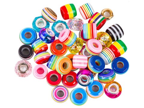 Zestaw Do Tworzenia Robienia Biżuterii, Bransoletek, Charmsy, Zawieszki, Koraliki w paski, MIX