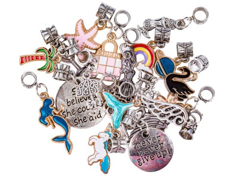 Zestaw Do Tworzenia Robienia Biżuterii, Bransoletek, Charmsy, Zawieszki, Koraliki w paski, MIX