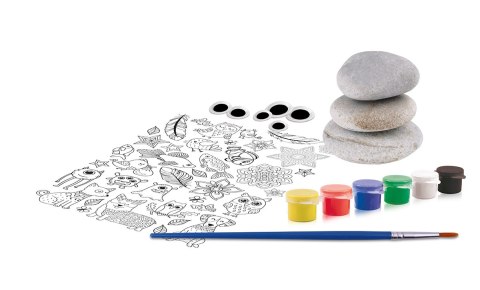 Malowanie naskalne: 3 skały + 6 farb + pędzel