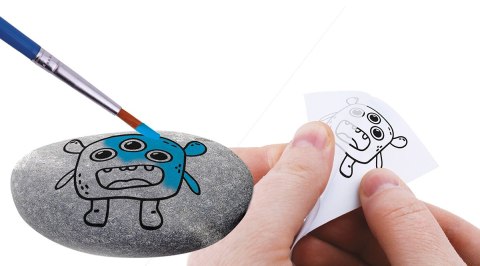 Malowanie naskalne: 3 skały + 6 farb + pędzel