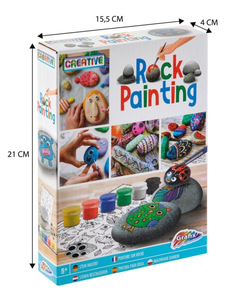 Malowanie naskalne: 3 skały + 6 farb + pędzel