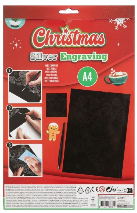 Zdrapywanka Świąteczna A4, 2 arkusze (do wyboru tęczowy/ srebrny)