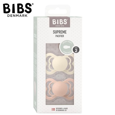 BIBS SUPREME 2-PACK IVORY & BLUSH M Smoczek symetryczny kauczuk Hevea