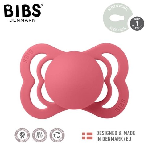 BIBS SUPREME CORAL S Smoczek symetryczny kauczuk Hevea