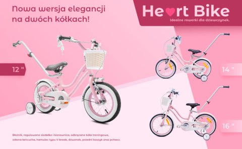 Rowerek dla dziewczynki 12 cali Heart bike - różowy