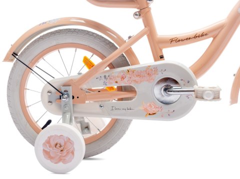 Rowerek dla dziewczynki 14 cali Flower bike - morelowy