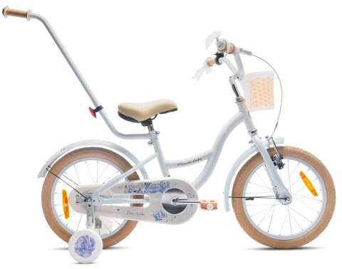 Rowerek dla dziewczynki 16 cali Flower bike - biały & niebieski