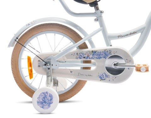 Rowerek dla dziewczynki 16 cali Flower bike - biały & niebieski