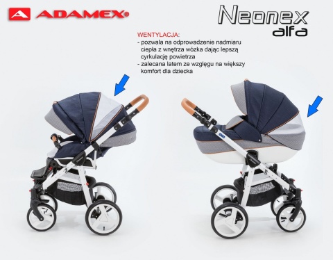 NEONEX ALFA 2w1 ADAMEX wózek dziecięcy - Polski Produkt