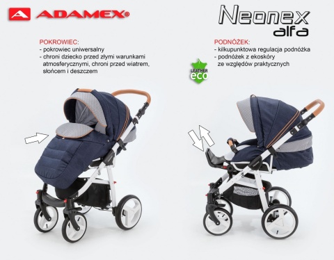 NEONEX ALFA 2w1 ADAMEX wózek dziecięcy - Polski Produkt