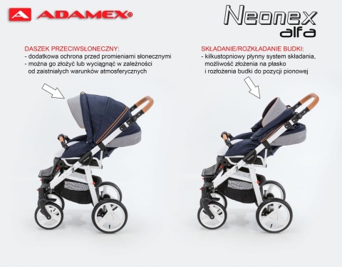 NEONEX ALFA 2w1 ADAMEX wózek dziecięcy - Polski Produkt